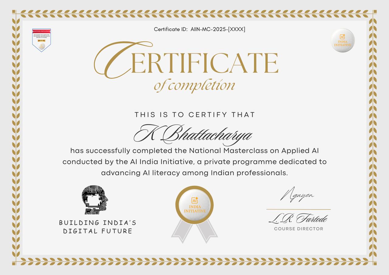 AI India Masterclass Certificate